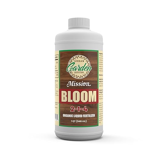 Urban Garden Outfitters Mission Fertilizer Bloom 2-1-4 Organic Liquid Fertilizer- Flower &amp Fruit Boost for Tomatoes Peppers &amp Ornamentals All-Purpose Quart