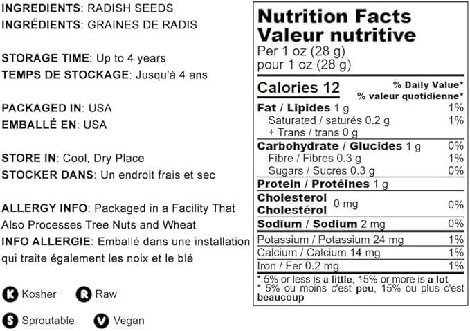 Food to Live - Radish Seeds for Sprouting 3 Pounds Edible Seeds Pure Vegan Kosher Bulk. Rich in Vitamin C. High Germitation Rate. Grow Sprouts and Microgreens for Salad Sandwiches Rolls.