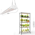 FREELICHT 5 Tier Plant Shelf with 4-Pack 2FT 30W LED Grow Lights with Timer+ 1 Pack 4FT 60W Grow Light with Timer Sunlike Full Spectrum Plant Light for Hydroponic Indoor Plant Seedling Veg