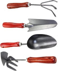 VOSAREA Garden Tool Set with Small Metal Spade Narrow Shovel Three-Prong Rake and Dual-Purpose Hoe for Planting and Digging Mini Hand Tools for Gardening and Potting 4pcs Gardening