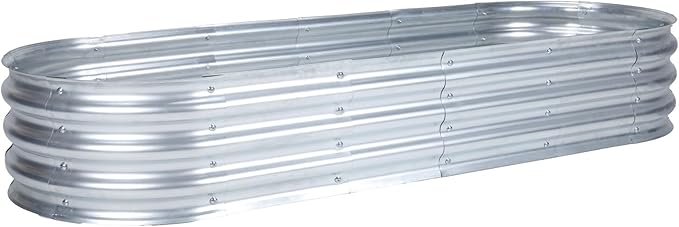 Aoodor Galvanized Raised Garden Bed Kit 6 x 2 x 1 Ft Oval Planter Boxes for Vegetables Flowers and Herbs Outdoor Use Silver