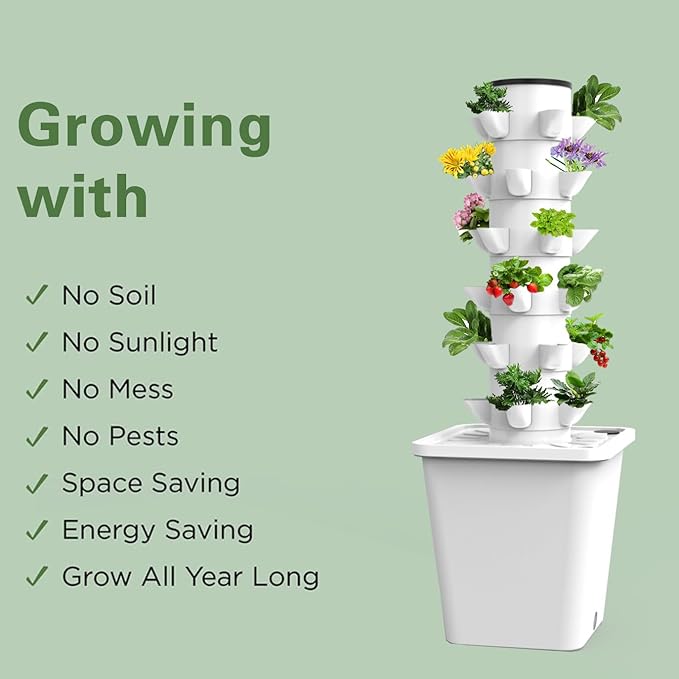 Cultivation Hydroponic Tower aeroponic Cultivation kit Garden hydroponic Tower Vertical aeroponic Cultivation System for Herbs Fruits and Vegetables15holes