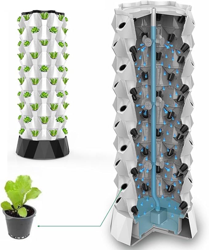 Hydroponics Tower Indoor Vertical Hydroponic Tower Kit Hydroponics Growing for Indoor Hydroponics Vertical Grow Kit for Indoor Fruits and Vegetables140cm