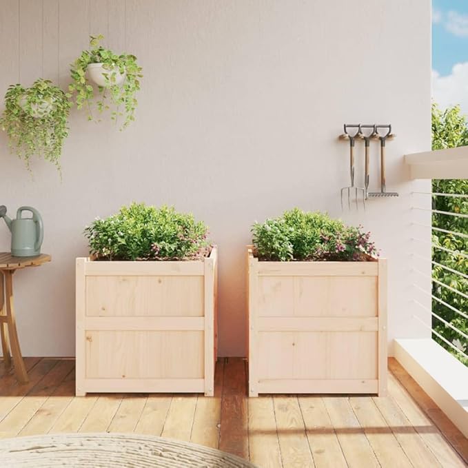 2 pcs Wooden Raised Garden Bed Garden Planter Box Outdoor Wood Raised Garden Bed for Planting Plants Vegetables Solid Wood Pine-328