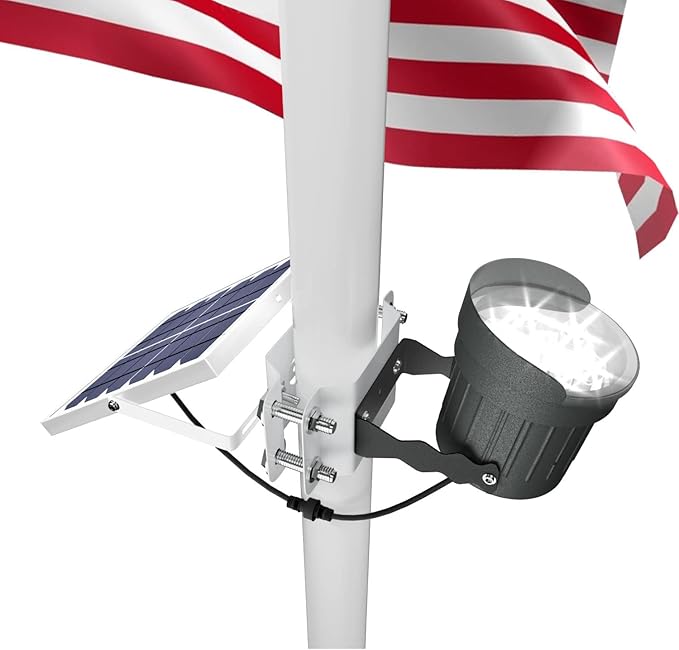 Ofuray Solar Flag Pole Light 3In1 Design Brightest Flag Pole Light Solar Powered 2 Brightness American Flag Coverage Led Solar Lights Outdoor Dusk to Dawn fit 1-4 Flagpole for House Inground