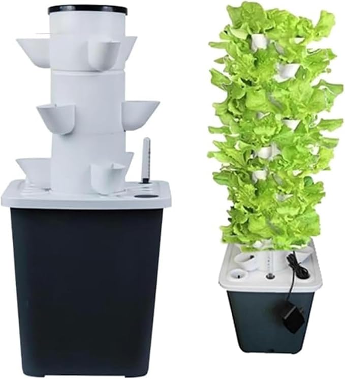 Garden Hydroponic Growing System Hydroponics Tower Aeroponics 15/20/25/30 Pods Grow Kit Aquaponics Planting System with Hydrating Pump Adapter Net Pots Timer for Fruits and Vegetables