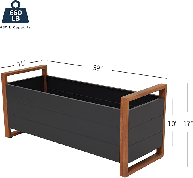 Grand patio Metal Raised Garden Bed Outdoor Raised Planter Box with Woodgrain Finish Elevated Planter Box