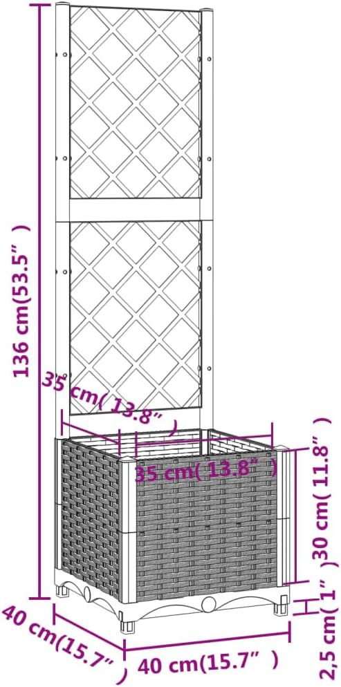 Garden Planter Brown Planters for Balcony Patios - 53.5 in Steel Welded Wire Fence Landscape Galvanized Raised Bed