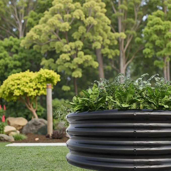 Heavy-Duty Galvanized Steel Raised Garden Bed for Vegetables Herbs Flowers and Succulents – Rust-Resistant Outdoor Planter Box (2PCS Black with 32.08x11.4 inches)