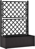 vidaXL Garden Raised Bed Plant Container with Built-in Trellis and Self-Watering System - Weather-Resistant Plastic Structure - Rattan-Like Design - Versatile for Indoor and Outdoor Use - Anthraci...
