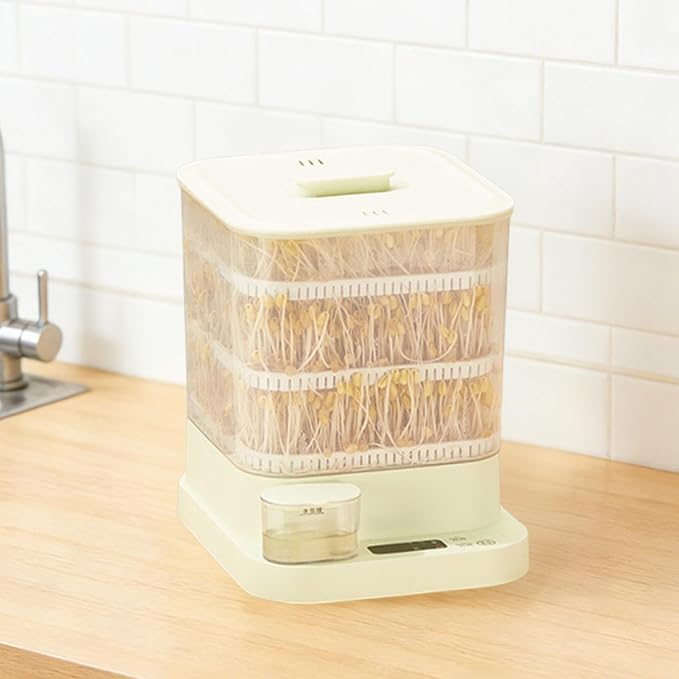 Bean Sprouts Machine Soybean Mung Bean Automatic Adjustable Three Layer Maker Intelligent 360 Degree Sprinkler Sturdy Pp Material Suitable Fo