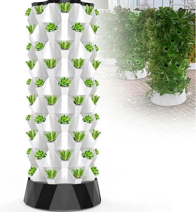 Hydroponic Tower Hydroponic Grow Kit with Hydro Pump Garden Hydroculture Growing Vertical Tower for Fresh Herb Garden Fruits Vegetables10Floors