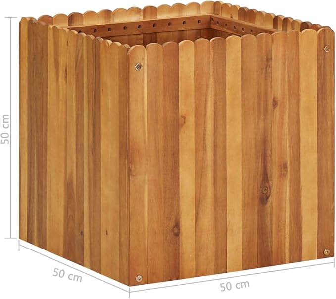 Garden Planter Raised Bed Patio Flower Plant Vegetable Bed with Slatted Bottom Wooden Lawn Backyard Outdoor Patio DIY DecorAcacia Wood 19.6x19.6x19.6