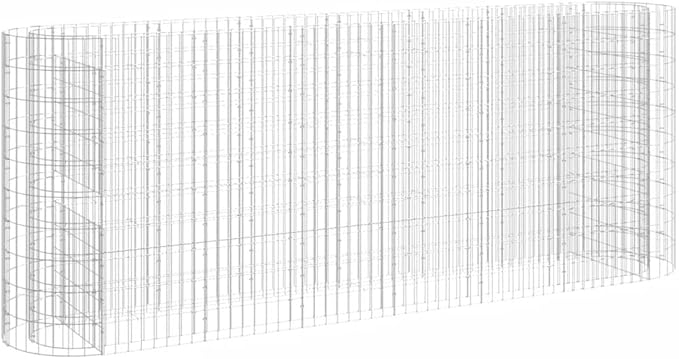 YAFF Large Rectangular Galvanized Iron Gabion Raised Bed - Silver Outdoor Garden and Patio Border for Plants 102.4 x 102.4 x 39.4