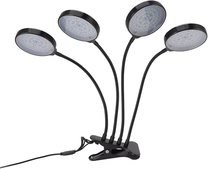 LED Plant Grow Light 60W 4 Head Flexible USB Powered Indoor Plant Growing Lamp with 5 Dimmable Modes Design for Home Garden Greenhouse Aluminum PC Material