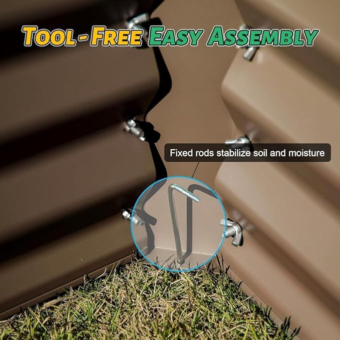 Heavy-Duty Galvanized Steel Raised Garden Bed for Outdoor Vegetable Fruit and Flower Planting – Rust-Resistant Metal Planter Box (Brown - 8x4x2 ft)