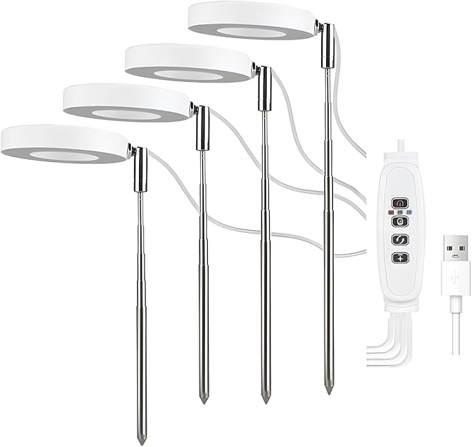 3.5 Inch LED Plant Light Featuring 10 Levels Dimming 3 Spectrum Modes Automatic Daily Timer Telescopic Design Flexible Height USB Compatibility Power Banks Rotatable Lamp