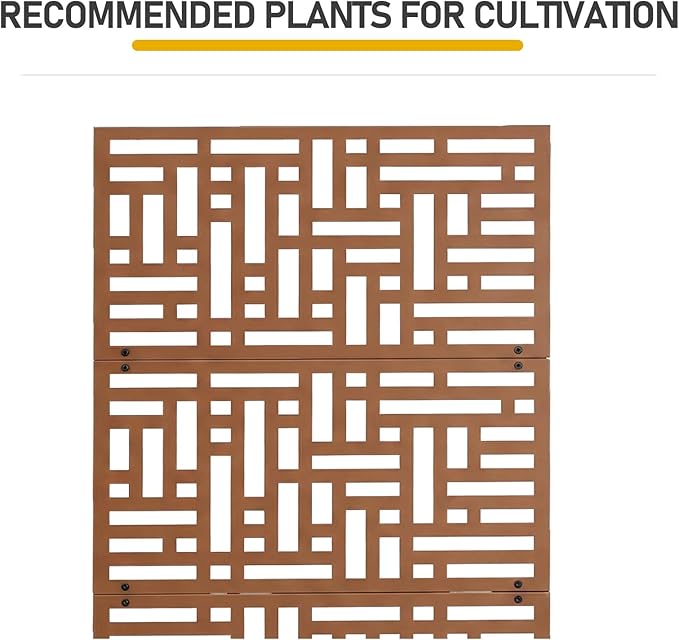 Metal Planter Box with Trellis70 Outdoor Raised Garden BedPrivacy Planters for Patio GardenPlanter Box with Drainage Holes for Climbing Plants (Brown)