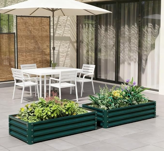 Metal Planter BoxGalvanized Raised Garden Bedfor Growing VegetablesFlowersHerbsSucculents