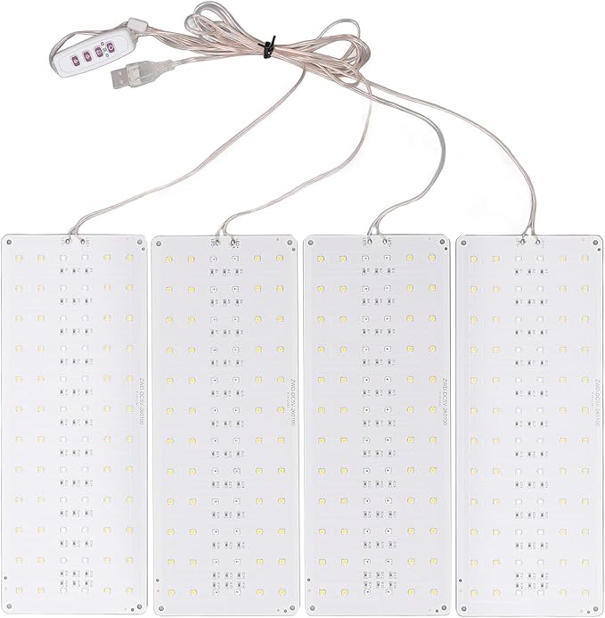 LED Grow Light Full Spectrum Plant Lights for Indoor Plants with Auto Timer High PPFD Energy Saving Growing Lamp for Veg Flower and Houseplants (4 Head)