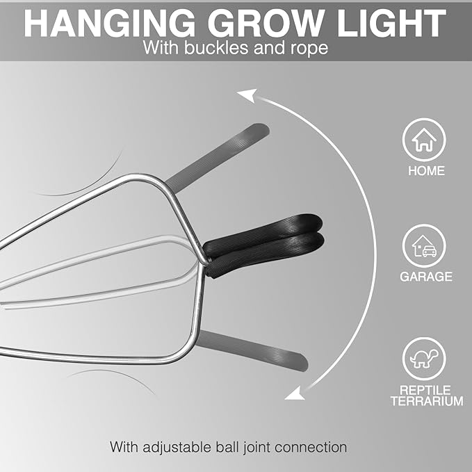LED Grow Light - All-New 144 LED Chips Full Spectrum Sunlight Light for Indoor Plants Hydroponics Veg Flower &amp BloomClamp Growing Lights with Timer 6/10/12 Hrs 4-Level Dimmable1 Pack