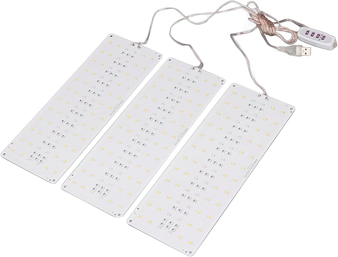 Focket LED Plant Grow Light Full Spectrum Adjustable Brightness with 8H 12H 16H Timer for Greenhouses Bookcases Cabinets (3 Head)