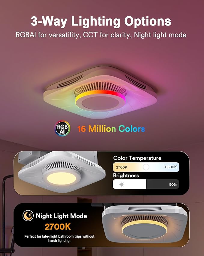Lumary Smart Landscape Lights Pro 500LM Smart WiFi Bathroom Exhaust Fan with Light