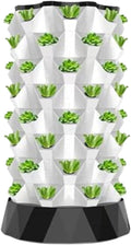 Hydroponics Tower Aeroponic Garden Tower Vertical Hydroponic Tower Garden Indoor Plant Water Cycle Garden Growing Sys-tem for Vegetables Herbs StrawberriesWhite-64holes