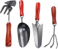 4pcs Mini Garden Tool Set with Small Shovel Narrow Trowel Three-Prong Rake and Dual-use Hoe for Planting and Digging in Pots and Garden Beds