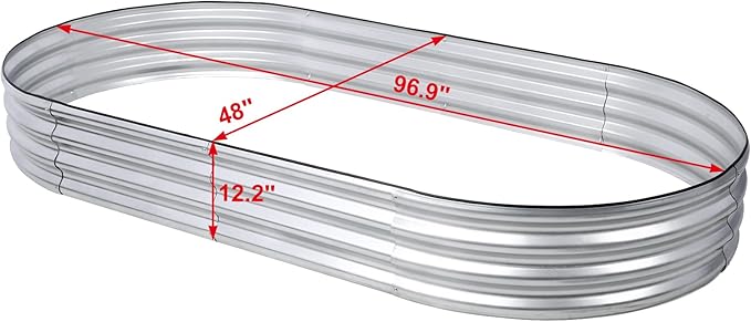 2 Pack 8x4x1FT Galvanized Raised Garden BedOutdoor Oval Metal Planter BoxLarge Raised Garden BedVegetables Growing Planter for Backyard Patio Gardener