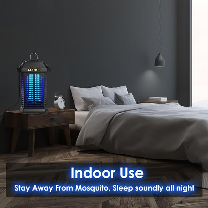 Bug Zapper Outdoor 4200V Electric Mosquito Zapper Bug Zapper Outdoor Fly Traps Fly Zapper Mosquito Killer Indoor 3 Prong Plug 90-130V ABS Plastic Outer
