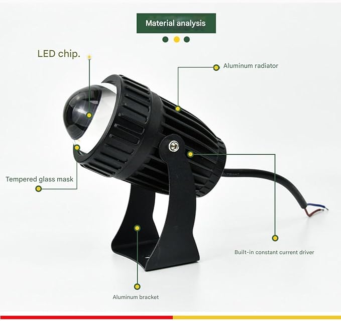 Narrow Beam Spotlight - Rotation Spot Lights Long Range LED Floodlights IP65 Waterproof Wall Washer Light Outdoor Architectural Landscape Lighting(White)