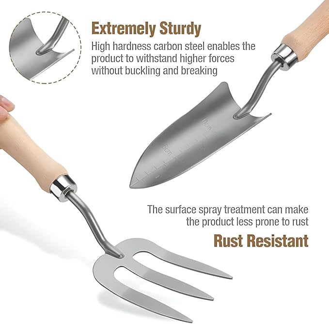 RK_Enterprises 5 Pcs Stainless Steel Garden Tools Set (2 Pcs Hand Transplant Shovel Rake Cultivator Shovel and Hand Weeder)