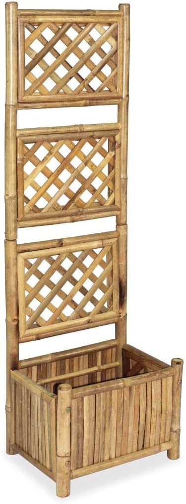 Wooden Garden Planter with Trellis Lattice Panels Freestanding Wood Plant Raised Bed for Outdoor Climbing Planting Yard Patio Decoration Acacia Wood