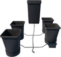 AutoPot 4 Pot XL System with 6.6 Gallon Pots and 12.4 Gallon Tank - Self-Watering Gravity-Fed Hydroponic Indoor System Black