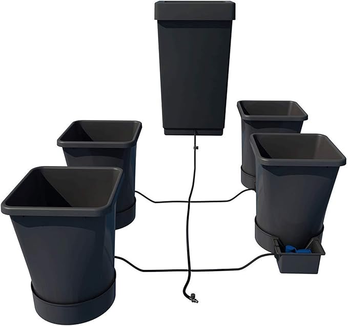 AutoPot 4 Pot XL System with 6.6 Gallon Pots and 12.4 Gallon Tank - Self-Watering Gravity-Fed Hydroponic Indoor System Black