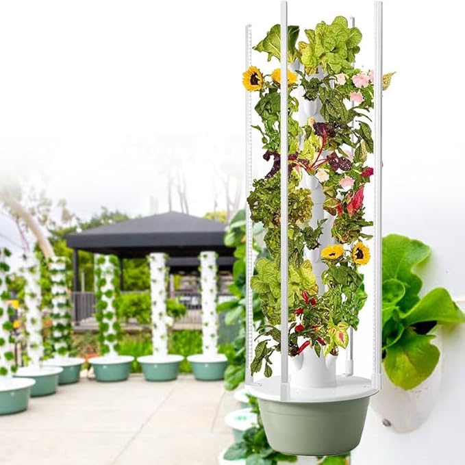 Hydroponics Growing System Garden Hydroponics Growing System Indoor Smart Garden with LED Light Plants Indoor Hydroponic Vegetable Tower for Gardening Lover7-Layer