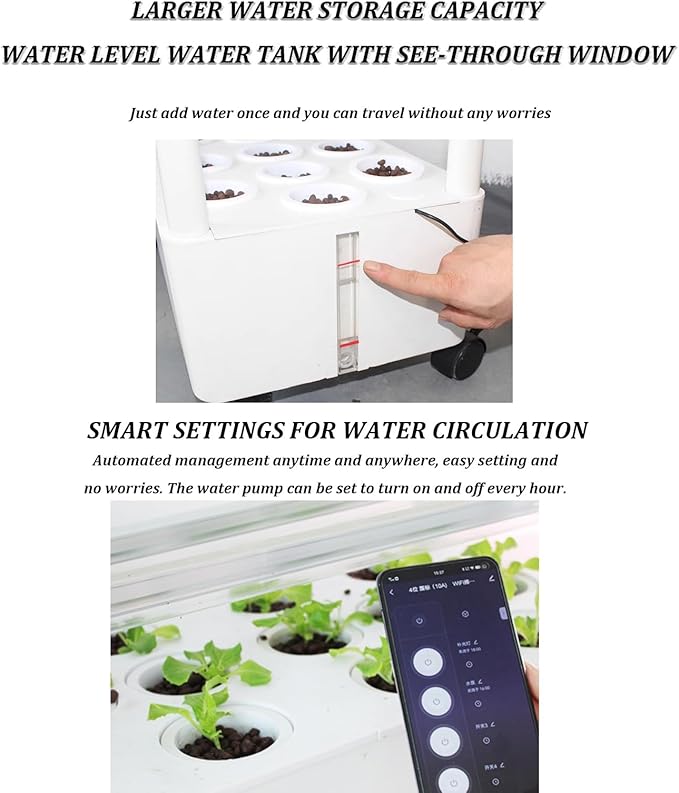 Hydroponics Tower with LED Grow LightIndoor Gardening SystemAeroponics Growing Kitfor Herbs Fruits and Vegetableswith Hydrating Pump Adapter Net Pots Timer.