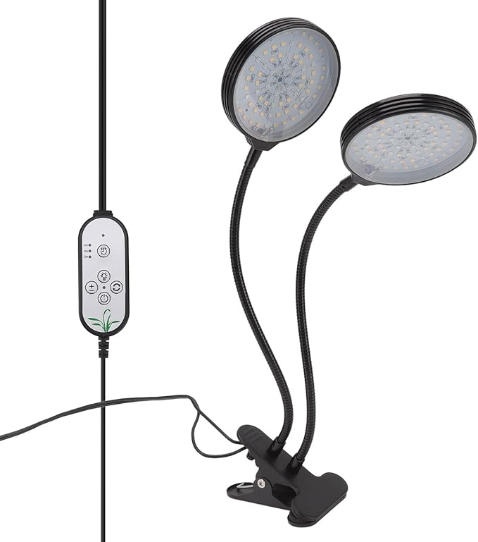 Dual Head 30W USB Powered LED Plant Grow Light with Timing and Dimmable Features