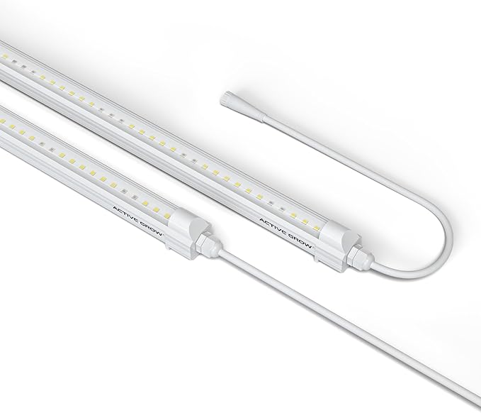 Active Grow LED Grow Light – 4FT Sun White Full Spectrum High CRI 95-2-Pack 24W IP65 Waterproof 120-277V Daisy Chain Ideal for Indoor Plants Flowers &amp Greens
