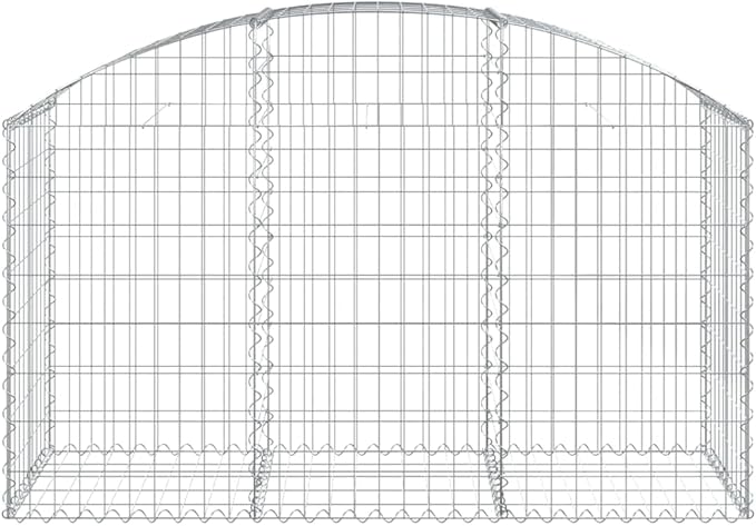 Gabion Basket Silver Galvanized Iron 59.1 x 19.7 x 31.5/39.4 in Outdoor Rectangular Metal Planter for Garden Durable Sound Dampening Decorative Wall