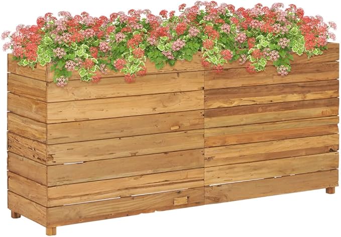 YAFF Raised Bed 59.1x15.7x28.3 Recycled Teak and Steel (68.53lbs)