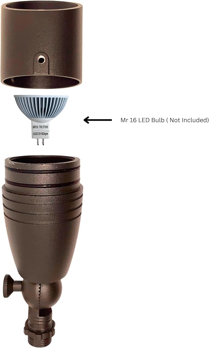 Solid Aluminum Outdoor Landscape Spotlight (4 Pack) 12V Heavy Duty Low Voltage LED Spot Light Waterproof for Garden and Yard Up Lighting Bronze Fixture Without Bulb