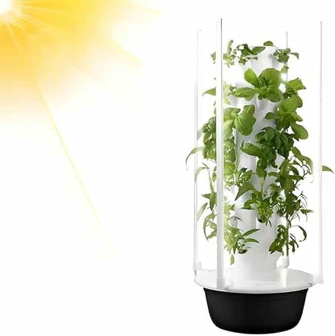 Hydroponic Growing System Kit Hydroponic Garden Tower with Pump System Indoor Vertical Hydroponic Garden Tower for Herbs Fruits and Vegetables 20/28/36 Holes-