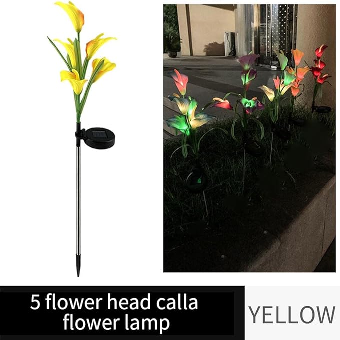 Plant Growing Lamps Multi-Color Solar Flowers Waterproof Stake Lights Path Light 5 Head Landscape Light Garden 7 Color Change