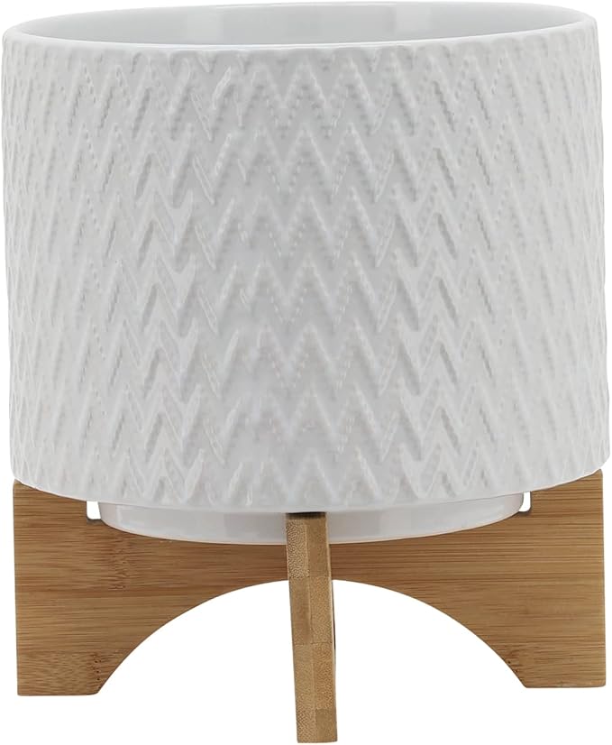 8 Planter W Stand White