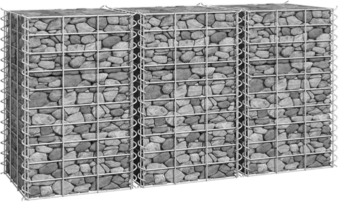 Gabion Raised Bed Silver Iron 11.8 x 11.8 x 19.7 in Gardening Pots &amp Planters 151248