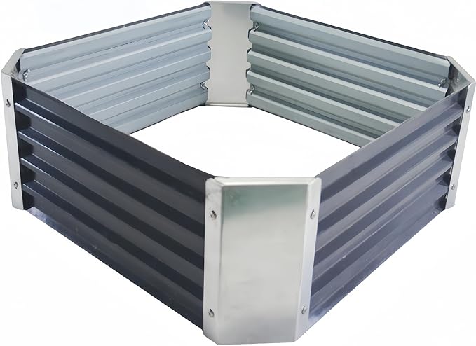 Galvanized Raised Garden Bed Outdoor Metal Quadrilateral Planter Box Deep Root Planters Boxes 2ft x 2ft Suitable for Plants Flowers Vegetables Herbs Fruits Dark Grey