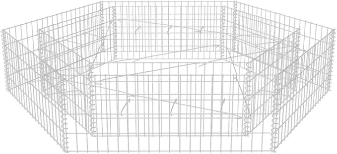 Hexagonal Gabion Raised Bed Steel Gabion Basket Post/Planter Raised Vegetable Bed Outdoor Steel Garden Decoration Galvanized Steel 78.7x68.1x15.7