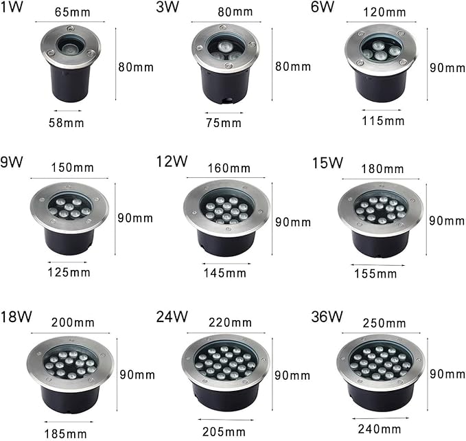 LED Ground Light - IP66 Waterproof Recessed Underground Lamp 3W Green &amp 36W Yellow Beam Spotlight for Garden Pathway and Patio